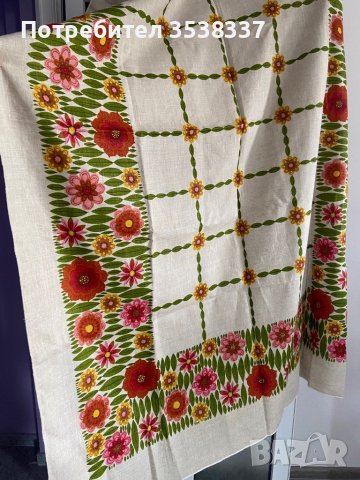 Нова покривка от лен на цветя 130х 185 см , снимка 4 - Покривки за маси - 38576003