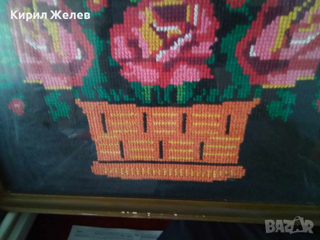 ГОЛЯМ ПРЕКРАСЕН Стар ГОБЛЕН Кошничка с ЦВЕТЯ Идеален За ДОМА ВИЛАТА РЕТРО ИНТЕРИОРНА ДЕКОРАЦИЯ 42936, снимка 4 - Гоблени - 43750215
