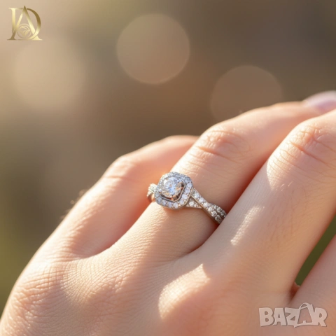 Нов Златен Пръстен с 0.90кт Естествени Диаманти, снимка 4 - Пръстени - 43060820