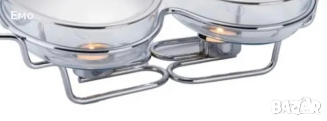 Съд за затопляне Bohmann, 2x1.5л. Двоен, Овал, 2 Свещи, Стоманен капак, Стъкло, Инокс, снимка 3 - Съдове за готвене - 47922759