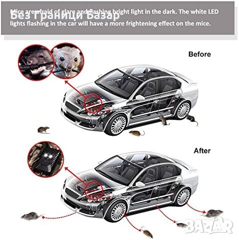 Нов Ултразвуков Репелент за Мишки Гризачи за Автомобили и Гаражи LED Светлина Защита, снимка 4 - Други стоки за дома - 43512192
