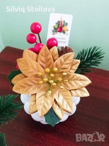 🎅🏻 Коледни бюджетни керамични кашпи със сапунени коледна звезди и рози🎄, снимка 6 - Коледни подаръци - 43250544