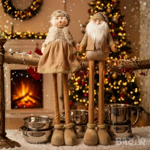 Декоративни Коледни кукли „Баба Коледа“ и „Дядо Коледа“ – 120см, снимка 1