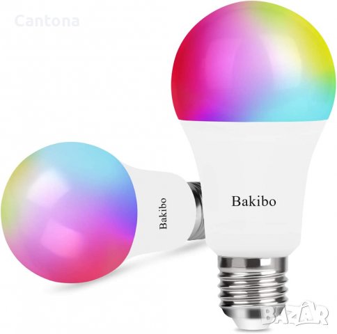 Bakibo Smart WiFi LED лампа, 9W 1000Lm, RGB, 2700-6500K, E27, Alexa и Google Home, снимка 1 - Лед осветление - 40089525
