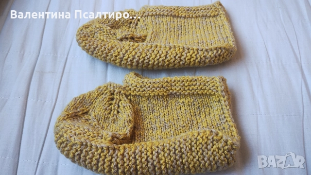 Дамски плетени терлици модел три листенца , снимка 2 - Други - 49471403