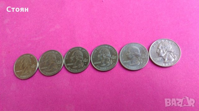  25 цента с герба на 6 щата $2 банкнота, Реплика на $ от 1798 и 1870 г., снимка 17 - Нумизматика и бонистика - 8955101