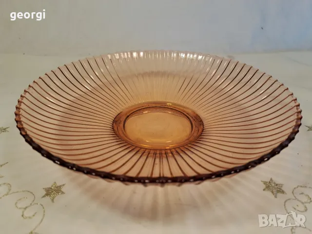 стъклена купа фруктиера от розово стъкло 25/5, снимка 2 - Аксесоари за кухня - 50341230