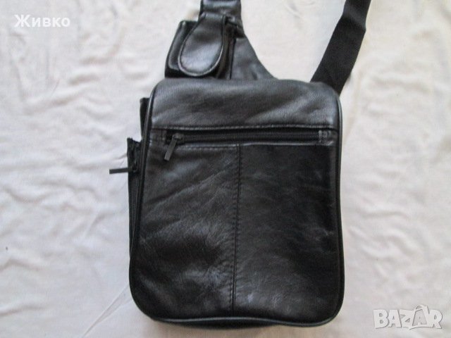 BB design черна чанта за през рамо от естествена кожа., снимка 1 - Чанти - 26230208