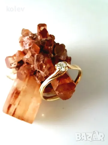 Златен пръстен с циркон, годежен стил 1.45грама 14К, размер №50, снимка 3 - Пръстени - 48292863