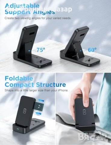 Нова Портативна Зарядна Станция - Съвместима с iPhone/iWatch/AirPods, снимка 6 - Аксесоари за Apple - 43646002