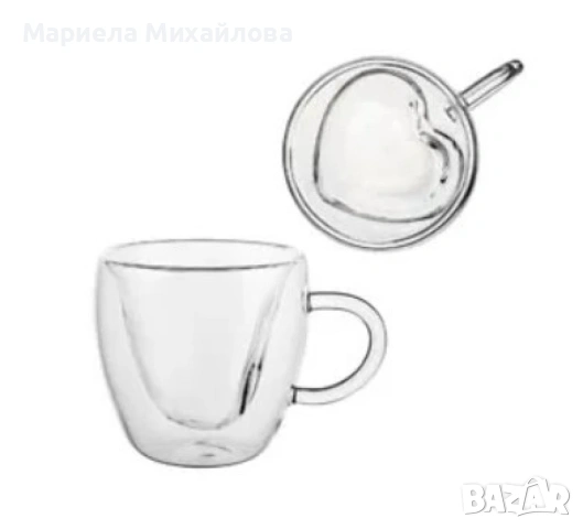 Двустенна стъклена термо чаша във формата на сърце!, снимка 10 - Чаши - 53190700