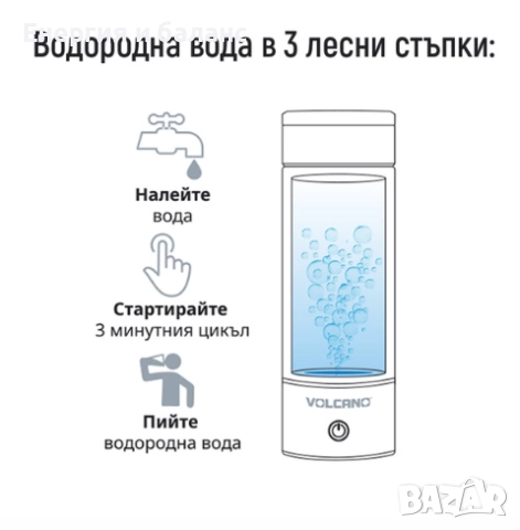 Бутилка за водородна вода Volcano, със SPE/PEM мембрана, 2г ГАРАНЦИЯ!, снимка 3 - Други - 48017471