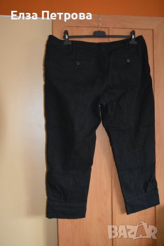 Интересен есенен черен памучен панталон със 7/8 крачол, снимка 2 - Панталони - 43221850