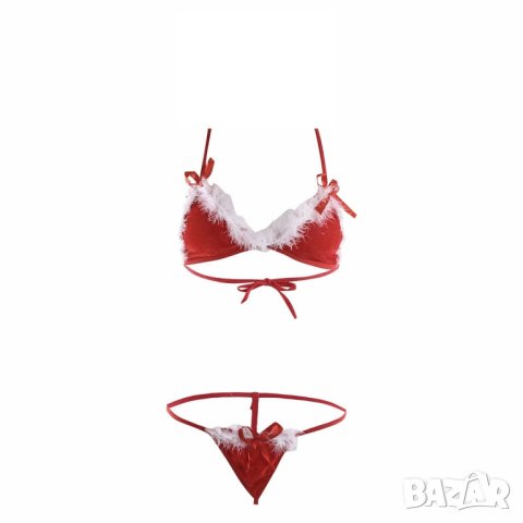 Дамско коледно еротично бельо от сутиен и прашки - K4025, снимка 3 - Бельо - 43350612