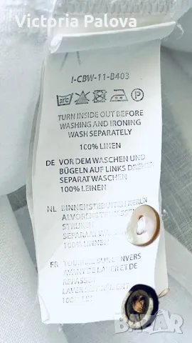 Бяла ленена блуза-риза CHRISTIAN BERG, снимка 15 - Ризи - 49875455