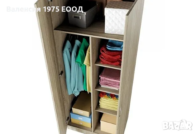 Двукрил гардероб Сити 1007 сонома, орех или комбинация бяло/ арвен, снимка 3 - Гардероби - 46495099