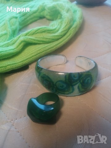 Нова Зелена рокля фино машинно плетиво +гривна и пръстен , снимка 10 - Рокли - 43910841