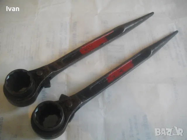 32мм-30мм ГОЛЯМ 380мм РЪЧЕН КЛЮЧ ЗА СКЕЛЕ ТРЕСЧОТКА ДВУСТРАННА ПРОФЕСИОНАЛНА КОВАНО ЖЕЛЯЗО МАСИВНА