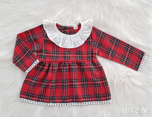 Детска карирана рокля 18-24 месеца, снимка 4 - Бебешки рокли - 47572638