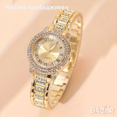 Бляскав дамски комплект часовник и гривна – съчетава елегантност и практичност, снимка 2 - Дамски - 52938132