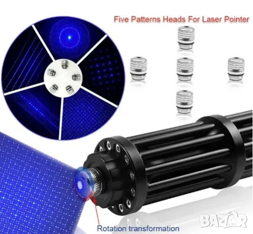 Супер Мощен Син Акумулаторен Лазер Пойнтер 50000mW Палещ Клечка Горящ Балон 2х18650 21СМ 20000 Метра, снимка 16 - Оборудване и аксесоари за оръжия - 48069482