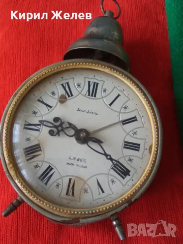 JANTAR MADE in USSR Стар РУСКИ БУДИЛНИК МЕХАНИЧЕН НАСТОЛЕН ЧАСОВНИК ЯНТАР СССР 43630, снимка 16 - Антикварни и старинни предмети - 44466540