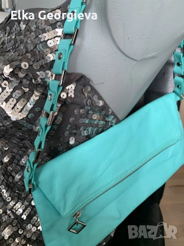 Оригинална дамска тюркоазена чантичка, снимка 2 - Чанти - 51945254