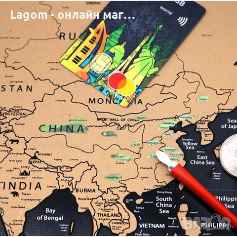 Скреч карта на света с флагове и аксесоари – перфектният подарък за пътешественици, снимка 4 - Други - 52551297