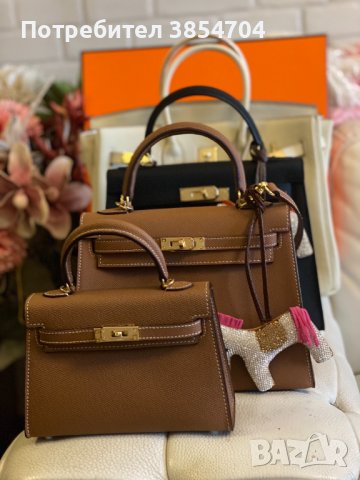 чанта Ермес Mini Kelly 19*Кели*HERMES KELLY 19 CRAIE Epsom Gold Hardware, снимка 13 - Чанти - 42364407