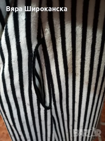 Черно-бял халат за едра дама от памук и коприна, снимка 6 - Други - 40658551