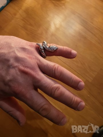 Сребърен пръстен с увита змия - уникален модел с камъни по него, снимка 7 - Пръстени - 39689177