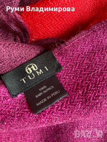 Шарен, кариран шал Тumi, от 100 % baby alpaca , снимка 8 - Шалове - 47516332