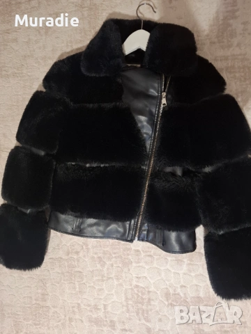 Черно луксозно пухено яке, снимка 5 - Якета - 53442937