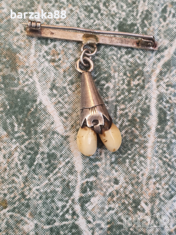 Стар сребърна брошка със зъби от Кошута, снимка 4 - Други - 44847275