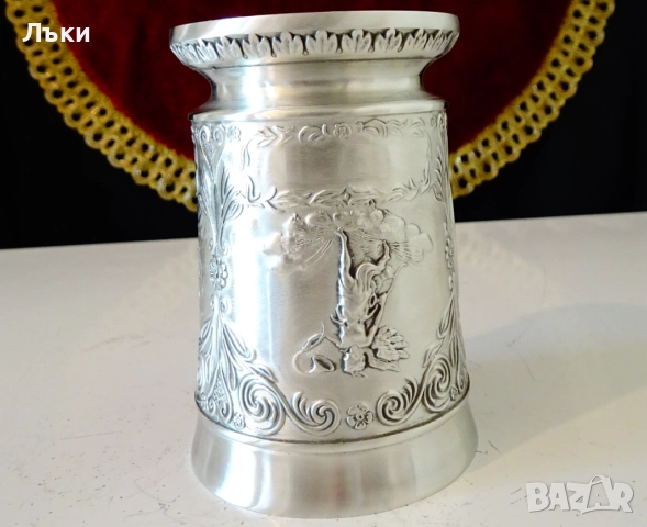 Чаша от калай с Влюбени,Фортуна,Близнаци. , снимка 6 - Антикварни и старинни предмети - 51582177