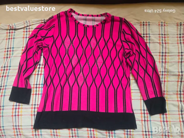 Дамска Блуза Divina Размер XL Розов И Черен Цвят Бързосъхнеща, снимка 2 - Блузи с дълъг ръкав и пуловери - 50042876