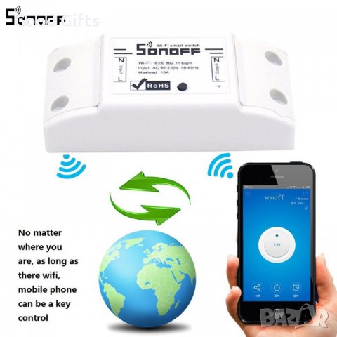 Двоен Умен ключ за уреди с WiFi за дистанционно управление Sonoff 10A, снимка 4 - Други - 38102412