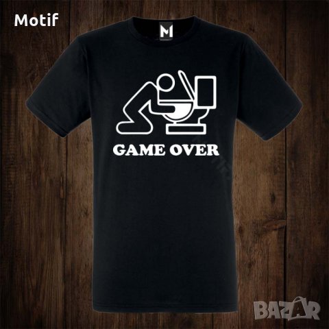 Мъжка тениска с щампа за ергенско парти Game Over , снимка 1 - Тениски - 26612752
