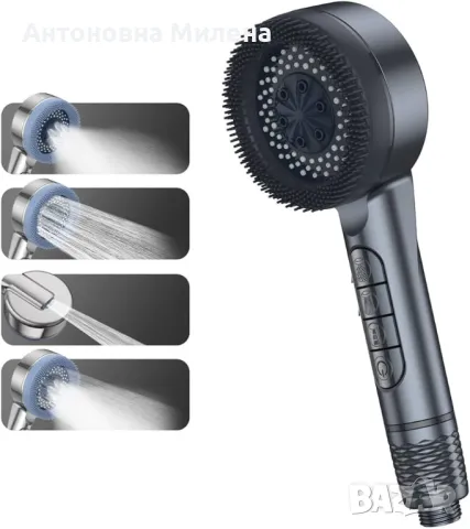 4-функционален ръчен душ с мека четка – черен, снимка 5 - Други - 49581430