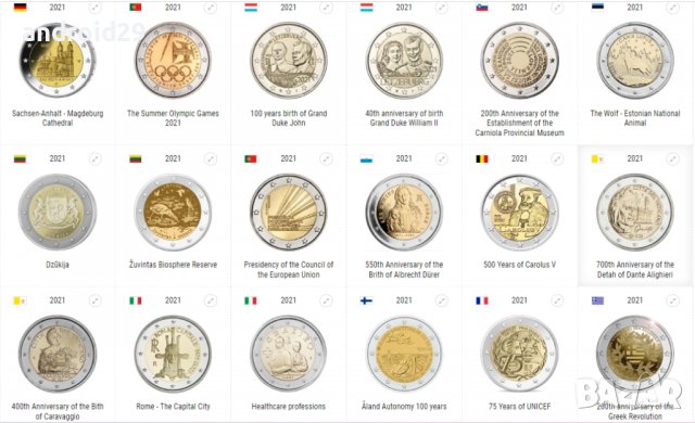 Сет 2 евро монети (възпоменателни) 2021/ 2 Euro Coin