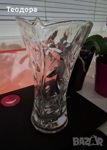 Ретро кристална ваза с цветя, снимка 9 - Вази - 50591287