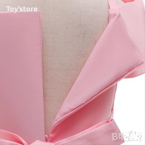 Детска розова официална рокля плътен сатен размер 6-7 г, снимка 5 - Детски рокли и поли - 38468462