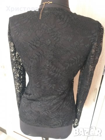 Дантелена черна блуза - 12,00лв., снимка 5 - Блузи с дълъг ръкав и пуловери - 28913554
