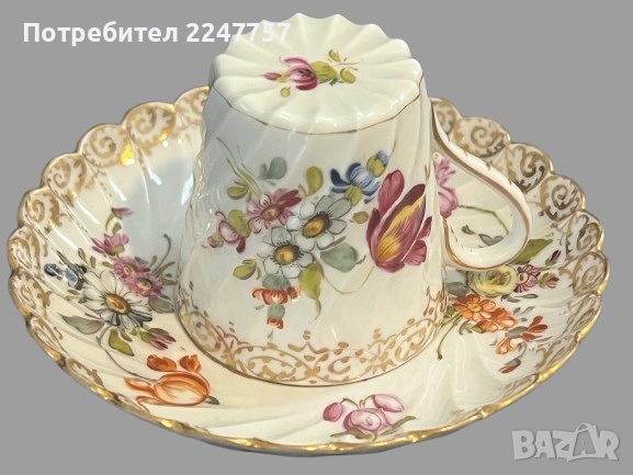 Античен Двоен сет порцелан Dresden , снимка 4 - Антикварни и старинни предмети - 52144653