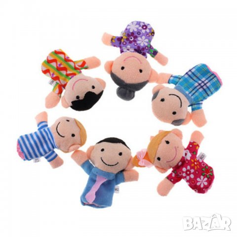 6 малки плюшени фигурки за пръсти куклен театър семейство  , снимка 4 - Плюшени играчки - 33114484