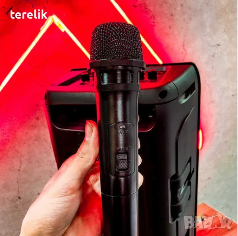 !@ Нова ZQS 8210 2х8 120W 6500mah 2 микрофона ПРЕНОСИМА КАРАОКЕ КОЛОНА, снимка 6 - Аудиосистеми - 53163709