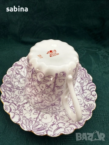 Руски порцелан-Двоен сет „Садик“ от костен порцелан на ЛФЗ „Ломоносов”, СССР, снимка 4 - Сервизи - 53487968