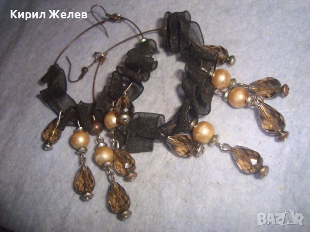 ДАНТЕЛЕНИ ПЕРЛЕНИ КРИСТАЛНИ БЕЛ ЕПОК СТИЛ ВЕЧЕРНИ АРТ ОБЕЦИ 8913, снимка 5 - Обеци - 36620848