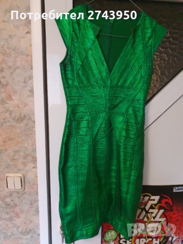 Елегантна зелена бандажна рокля, снимка 1 - Рокли - 35113520