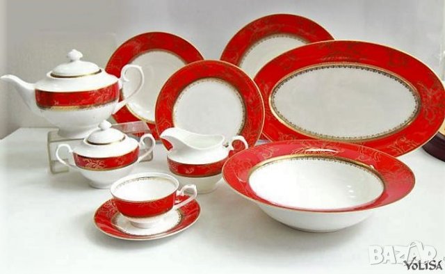 Червен комплект чинии - Лукс, за съдомиялна машина, снимка 5 - Коледни подаръци - 34808251